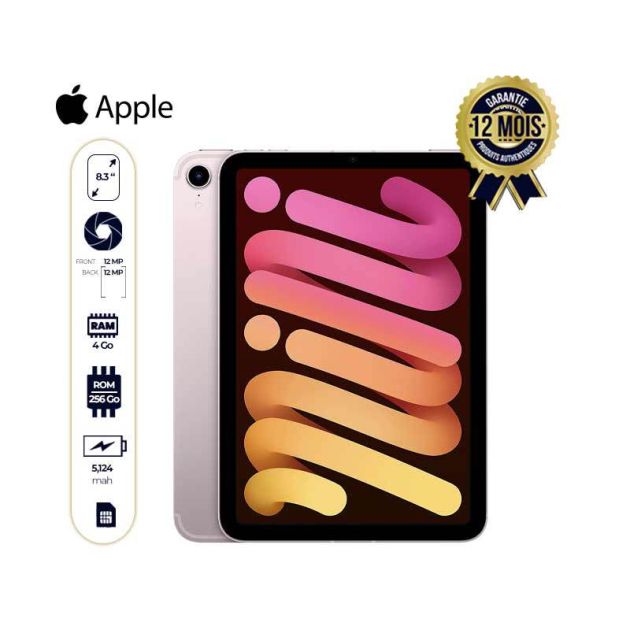Apple iPad Mini 2021 - 8.3" - 256Go/4Go Ram - 1 sim - 12MP/12MP - 1 an de garantie - livraison 3 à 5 jours