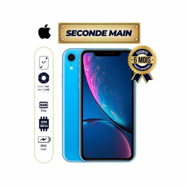 APPLE IPhone - XR - 6.1" - 128Go/3Go Ram - Nano Sim- 12MP/7MP - 2942mAh - seconde main - 6 mois de garantie
