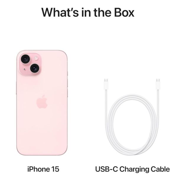 iPhone 15 - 256 Go/6Go RAM - 6,1" - Apple A16 Bionic  - Nano SIM physique et e-sim - 48 MP+12MP/12MP - 3349mAh - Garantie 12 mois