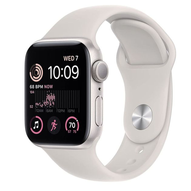 Apple Watch SE (2e génération) [GPS 40 mm] Montre intelligente avec boîtier en aluminium et bracelet sport Starlight - S/M.