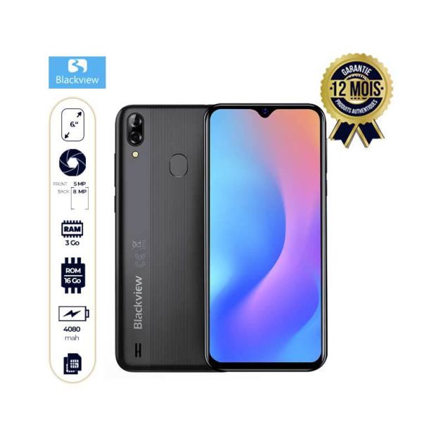Blackview A60 Pro - Smartphone - 16Go/3Go - 6" - Dual nano sim - 8MP/5MP  - 4080mAh - Garantie : 12mois