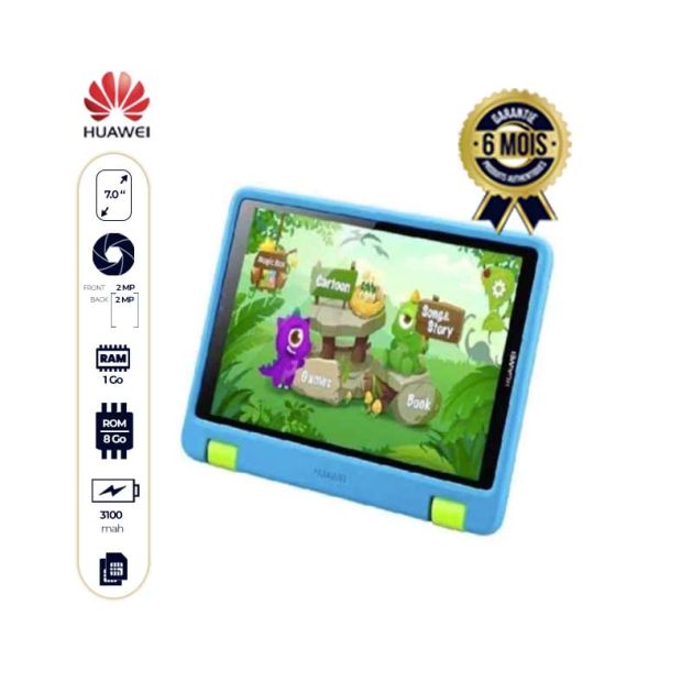 Huawei mediapad T3 7 kids (learn to play, play to learn) - 7 pouces - 8Go/ 1Go - 2MP/2MP - 3100mah