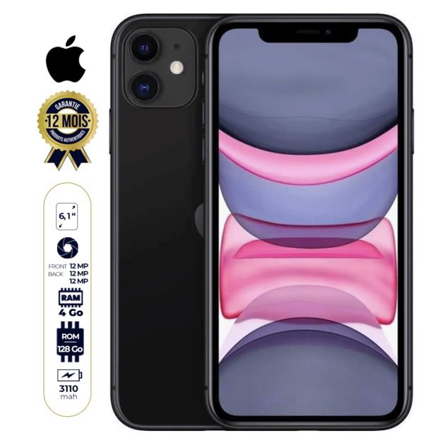Iphone 11 - Nanosim - 128Go/4Go RAM - 6.1 Pouces 