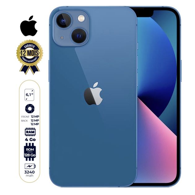 Iphone 13 - 128Go/4Go - Apple - 3240mAh - 6.1'' - Garantie 12 mois