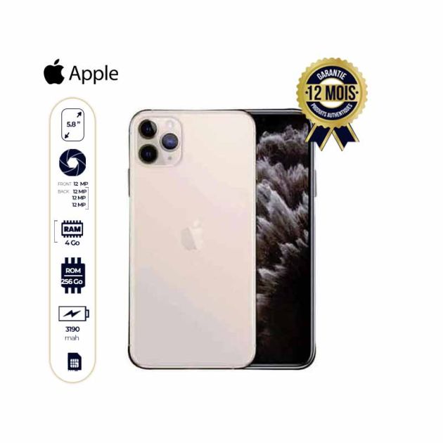 iPhone 11 Pro seconde main -256Go/4Go RAM - Triple caméra - Dual SIM