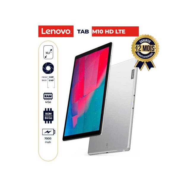 LENOVO TAB M10 HD LTE + FOLIO CASE - 64Go/4Go - 10.1 pouces -  8MP/5MP - 5000mAh - 12 mois de garantie
