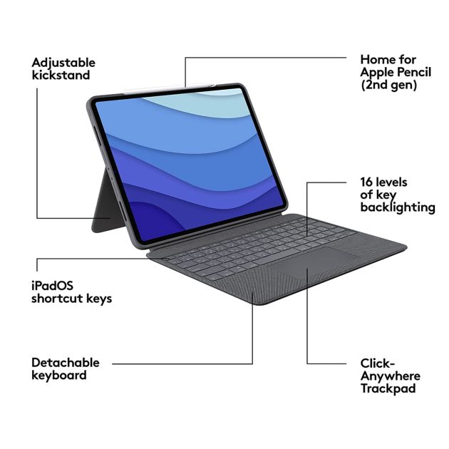 Logitech Combo Touch Etui clavier pour iPad Pro - 11 pouces (5ème génération - 2021) - Clavier rétroéclairé détachable avec béquille -  (LIVRAISON 5 a 10 JOURS)