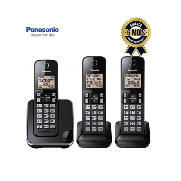 Panasonic KX-TGC353 - Téléphone fixe sans fil DECT - Avec Trois Combinés - 6 Mois