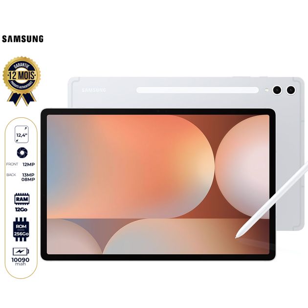 Samsung Galaxy Tab S10+ 5G - 256 Go - 12 Go RAM - 12,4" AMOLED 120Hz - Mediatek Dimensity 9300+ - 13 MP + 8MP/12 MP - 10090 mAh - Garantie 12 mois