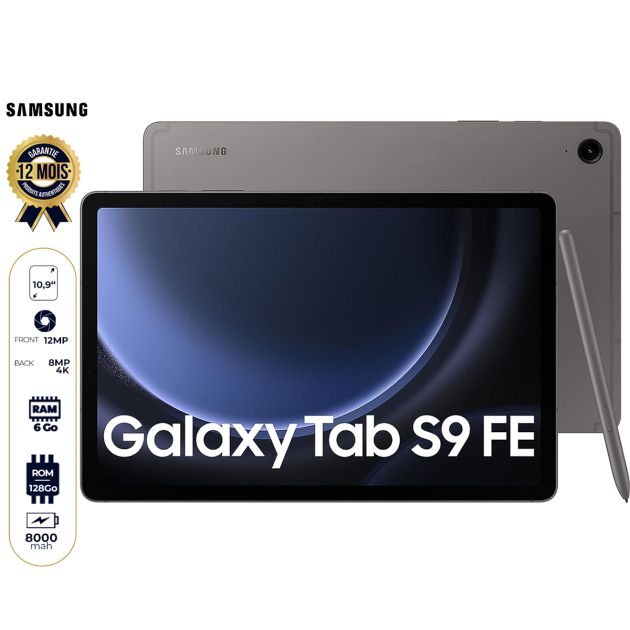 Tablette Samsung Galaxy Tab S9 FE 5G - 128 Go/6Go RAM - 10,9" - 1 Nano SIM - 8MP/12MP - 8000mAh - Garantie 24 Mois