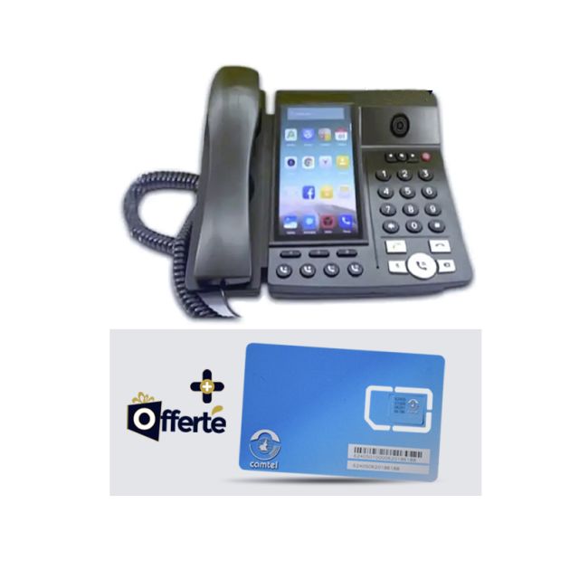 Téléphone Fixe GSM SQ Mobile LS-100 + Offre Blue Booster ( SIM Blue + 3,5 Go de Data + Credit de 500 )