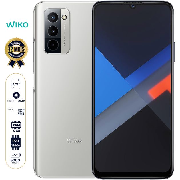 Smartphone Wiko 10 - 128 Go - 4Go RAM - 6.75" - 50MP+2MP+2MP/8MP - 5000 mAh - Dual Nano SIM - Garantie 12 Mois