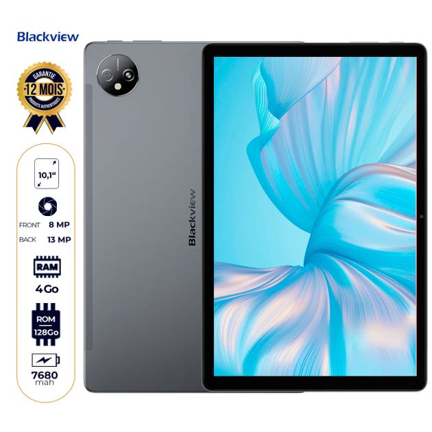 Tablette Blackview Tab 80 - 128Go/4 Go RAM - 7680mAh - 10,1" - 13MP/8MP - Android 13 - Garantie 12 Mois