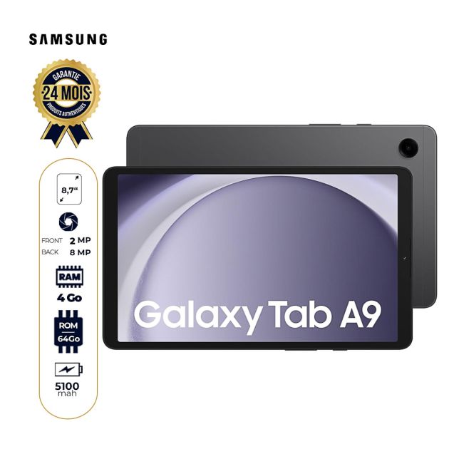 Tablette Samsung Galaxy Tab A9 (2023) - 64 Go/4Go RAM - 8.7" - 5100 mAh -  8MP/2MP - 1Nano SIM - Garantie 24 Mois
