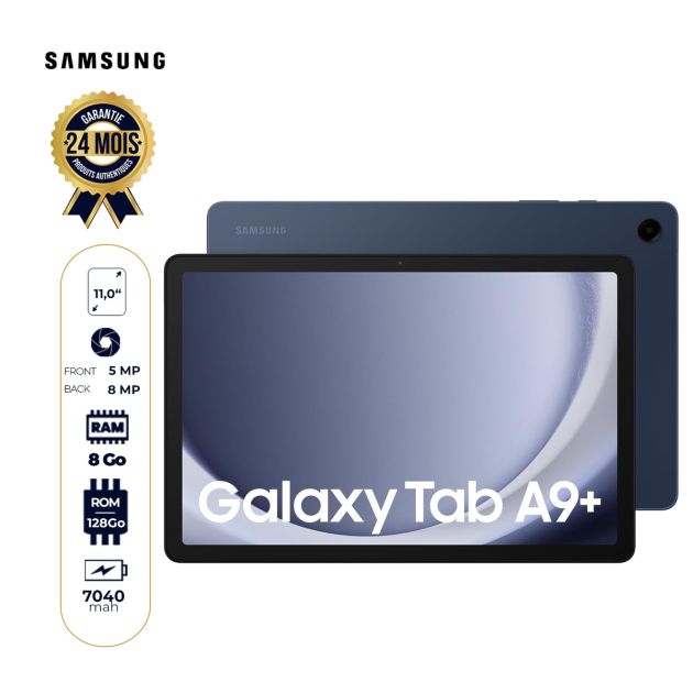 Tablette Samsung Galaxy Tab A9+ (2023) - 128 Go/8Go RAM - 11" - 7040 mAh - 8MP/5MP - 1Nano SIM - Garantie 24 Mois