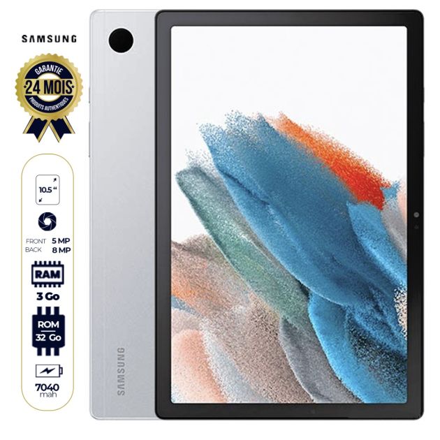 Tablette Samsung TAB A8 2021 - 10.5" - 32Go/3Go RAM - 1 SIM - 8MP/5MP - 7040mAh - 24 mois de garantie