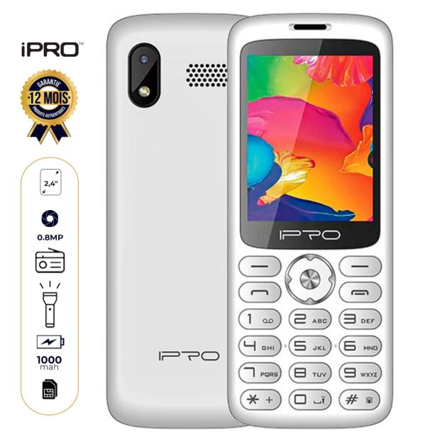 Téléphone A16 IPRO - 2,4" - Dual Sim - 0.8MP HD CAMERA  - 2G - MP3 / MP4 / WIRELESS FM - 1000 mAh - Garantie 6 mois